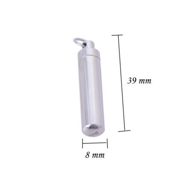 China CLASSIC Silver Stainless Steel Cylinder Bottle Pendants Pet Cremation Urn Pendants Charms Jewelry for sale