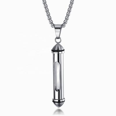 China CLASSIC Men's Cremation Jewelry For Ashes Stainless Steel Cylinder Burial Memorial Ashes Urn Pendant Necklace for sale