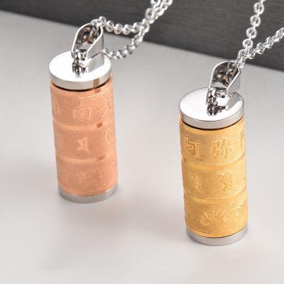 China CLASSIC Memorial Stainless Steel Fashion Buddhism Cylinder Necklace Pendant For Ash Keepsake Cremation Jewelry Mens Womens for sale