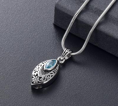 China CLASSIC Flower Teardrop Urn Necklaces Stainless Steel Inlay Crystal Keepsake Memorial Cremation Jewelry Multicolor For Ashes for sale