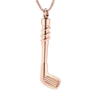 China CLASSIC Golf Stick Stainless Steel Cremation Keepsake Pendant For Human Memorial Ashes Urn Necklace Jewelry for sale