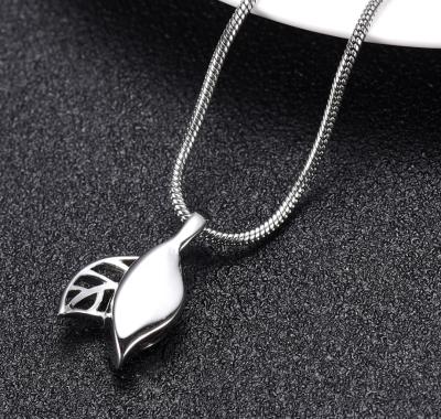 China CLASSIC Leaf Shape Urn Memorial Necklace For Human/Pet Pendant Jewelry Cremation Stainless Steel Ashes For Women Keepsake Necklace for sale