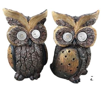 China Traditional Statue Owl Figurine - Resin Garden Statue with Solar LED Lights Yard Art Decor, Lawn Patio Ornaments for sale