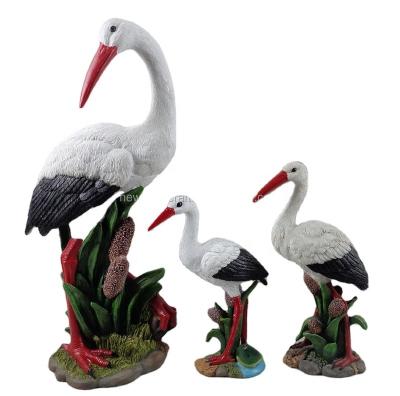 China Worldwide White Stork Bird Resin Statues Animal Figurine for sale