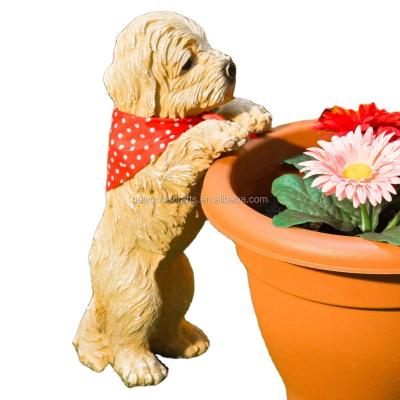 China Worldwide Resin Opens Outdoor Peep Puppy Garden Ornament Dog Decoration Plant Pot for sale