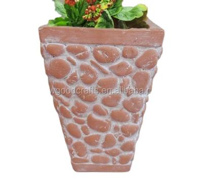 China Polyresin SQUARE FLOWER POT Planter Patio Stone Cast Polyresin Garden Decor for sale