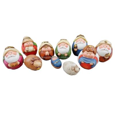 China 9 Piece Polyresin Miniature Nativity Resin Christmas Decor Sets Figures for sale