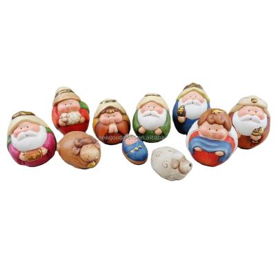 China 9 Piece Polyresin Miniature Nativity Resin Christmas Decor Sets Figures for sale