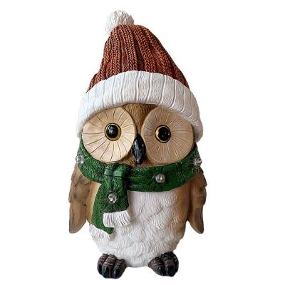 China Worldwide Christmas Owl Decoration from Owl Statue Home Decor Accent with LED Light for sale