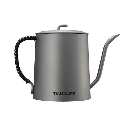 China WITH LID TIANDLIFE New Design 700ml Handle Drip Titanium Coffee Pot Long Spout Mouth Coffee Kettle Water Kettle Teapot for sale