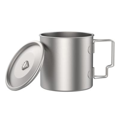 China TIANDLIFE Sustainable Camping Pot 450ml Titanium Outdoor Mug With Insulation Cup Carrier Large Capacity Camping Mug for sale