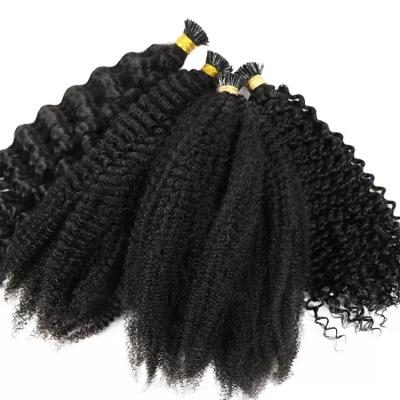 China Curly I Tip Curly Keratin Treatment Professional Remy Human Indian Hair Prebonded Extension , Cambodian Russian Hair Extensions Itip for sale