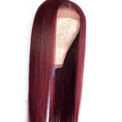 China Body Wave 13*6 99J Red Color Lace Front Wig Transparent Lace Front Wig Virgin 40 Inch Wigs Cheap Brazilian Hair Full Wig for sale