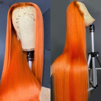 China Transparent Body Wave 5*5#orange Lace Wigs, 13*4 Hd Lace Frontal Wig, Ginger Orange Red Purple Lace Front Human Hair For Black Women Wigs for sale