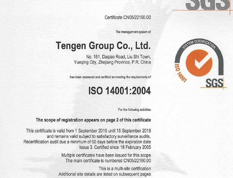 ISO 14001:2004 - Tengen International Industrial Limited