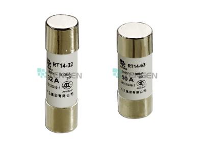 China RT14 Cylindrical Ceramic Tube Fuse , 20A 32A 63A Auto Thermal Fuse 380V for sale