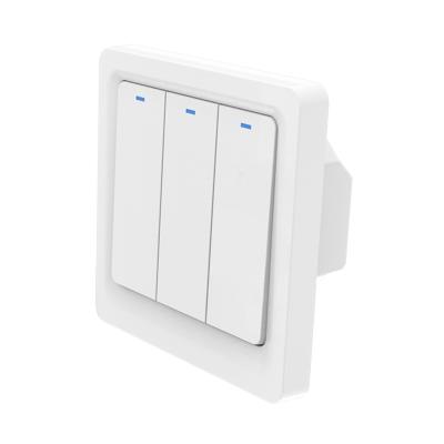 China White ABS 3 band push tuya bottom wifi smart home wall switches no neutral for sale