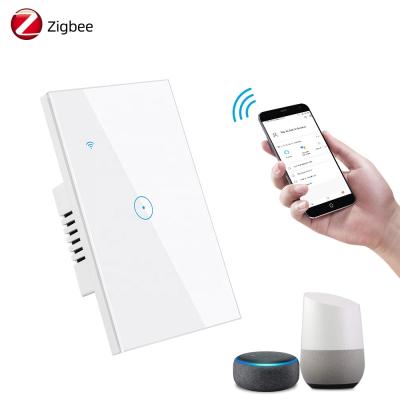 China ABS+PC 1 gang 1 way wifi power switch smart lamp switch work with tuya through wifi and zigbee UK for sale