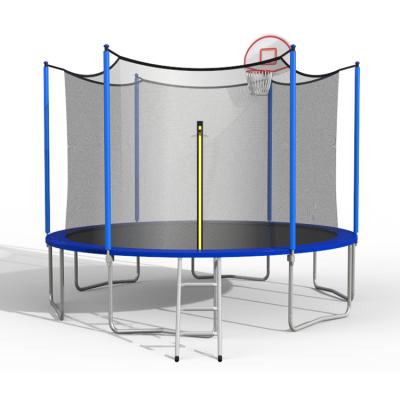 China With protective net Amazon High Quality Big Trampoline For Adult Kids Garden Trampoline With Basketball Hoop Ladder for sale