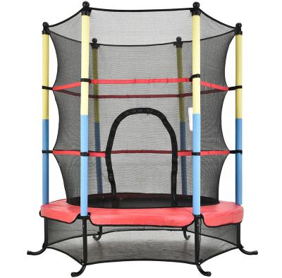 China With Net Indoor Jumping Children Protector Step In Small Trampoline With Safety Net For Kids 55 Inch Bungee Trampoline for sale