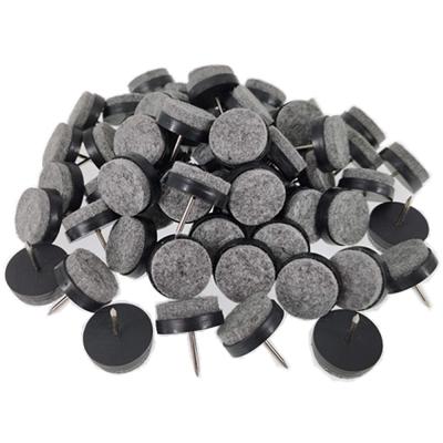 China High Quality Steel Black Round Nail 40pcs 28mm Furniture Felt Pad Heavy Duty Nail-On Slider Slip Pad For Furniture Wood Chair Tables Leg Feet for sale