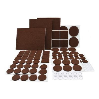 China 122 Pcs Eco-Friendly 12 Class Brown Self Adhesive Furniture Felt Pads For Hardwood Floors Protective Vinyl Laminate for sale