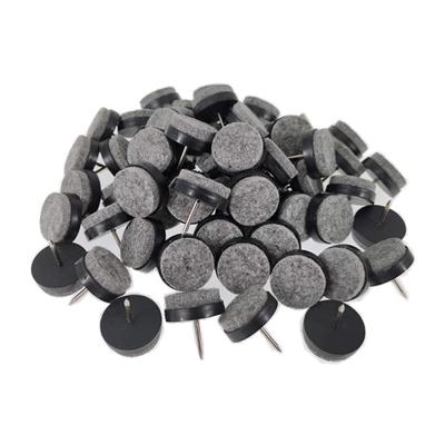 China Eco-friendly Diameter 20mm Black Round Heavy Duty Nail-On Felt Gliders Pads For Furniture Wood Chair Tables Leg Feet for sale