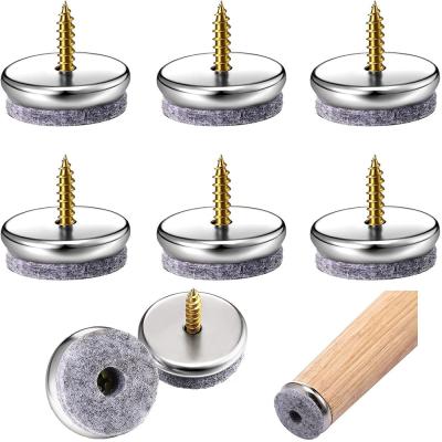 China Durable 28 Mm Diameter Screw On Felt Pad Furniture Slip Protectors With Screw Anti-Slip Floor Protector Pad For Table Office Chair Leg for sale