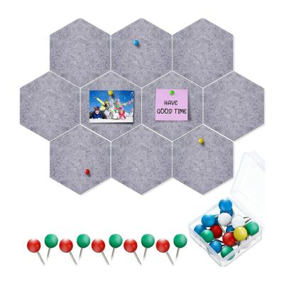 China Fabric Wall Decoration Hexagon Ruled Pin Board Tiles Bulletin Board Note Board with 20 Pieces Push Pins for sale