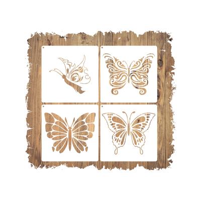 China Painting& Wholesale diy kids drawing crafts 6 inch eco plastic custom drawing butterfly stencils for painting on pot wall wood for sale