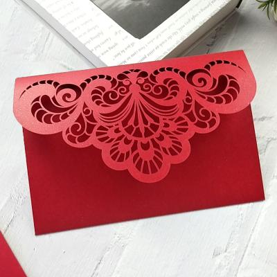 China Europe Customized Pearl Paper Laser Cut Invitation Wedding Card for sale