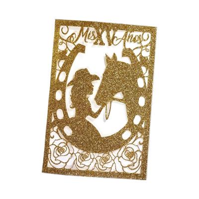 China China Good Quality Glitter Paper Customized Laser Cut Luxury Christmas Wedding Greeting Cards for sale