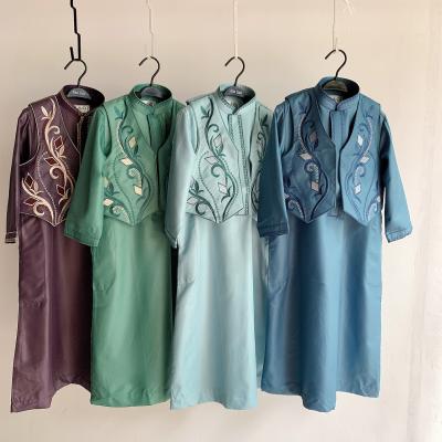 China Polyethersulfone Kaftan Oman Qatar Long Robe Muslim Kaftan Ramadan Ropa Eid Boy Children Abaya Dubai 2 Pieces Islamic Clothing For Kids for sale