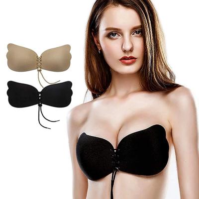 China 2021 Gathering Women's One Piece Bras Invisible Silicone Wing Bra Lift Up Lingerie Backless Strapless Elegant Sexy Wireless Adhesive Seamless for sale