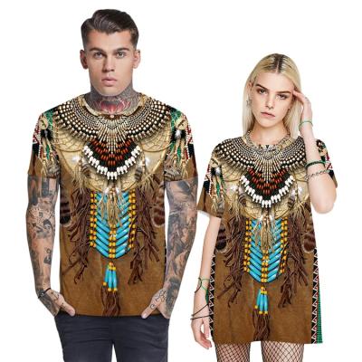 China Anti-wrinkle Summer Wholesale Couple 3d Digital Printing Indian Ethnic Shorts Sleeves O-neck Tee Tops Mens Womens Vintage T-shirt for sale