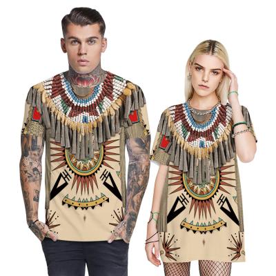 China Anti-wrinkle 3D vintage printed design t-shirt women men short sleeve couple t-shirts for love for sale