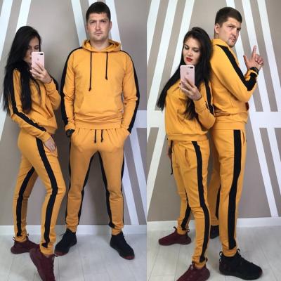 China Popular Breathable HopPullover Hip And Skinny Long Pants Stripe Patchwork Hoodie Sweatsuit Men Women Couples Stes Two Piece Tracksuit for sale