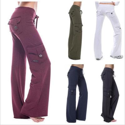 China 2021 European and American Button Pocket Patch Pants Micro Casual Stretch Pants Anti-Wrinkle Flared Multi-pocket Pants Trousers for sale