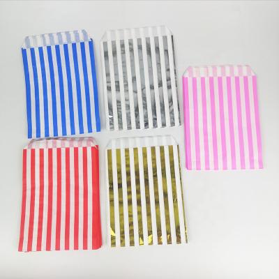 China 2023 New Arrival Materials Color Stripe Candy Cookie Food Packaging Recycled Paper Bag With Pointed Bottom for sale