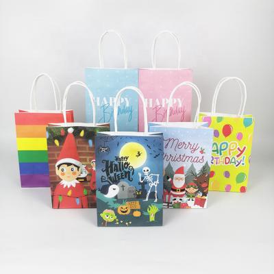 China Recycled Material Manufacturer Custom Logo Printing Recycled Christmas Party Gift Wrapping Paper Bag With Your Logo for sale