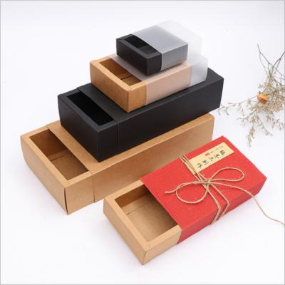 China Custom Small Cardboard Recyclable Ring Drawer Packaging Kraft Paper Jewelry Box and Bag with Logo Printed for sale