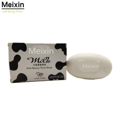 China Meixin Oraganic Basic Cleansing White Soaps Peel Acne Whitening Goat Rice Milk Soap for sale