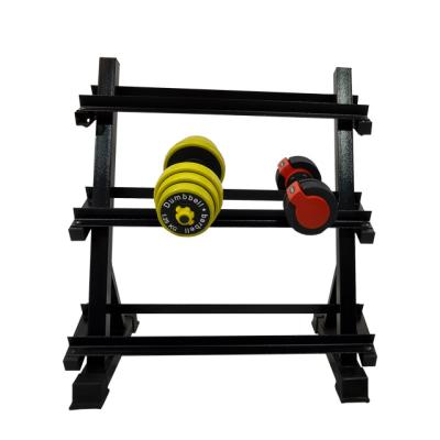 China 2021 hot sale safe home use gym equipment weight three-tires dumbell rack 3 rows stretch dumbell for sale