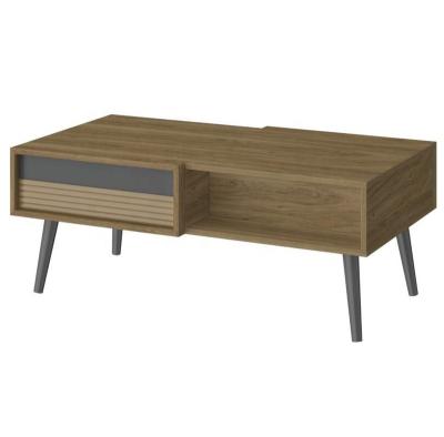 China Minimalist Bette Home High Quality Modern PB/Mdf 2 Drawers Coffee Table Wood Leg Living Room for sale