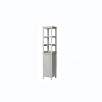 China Traditional New coming free standing tall  cabinet wood toilet storage with three shelves for sale