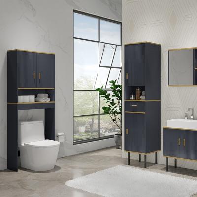 China Standing Type Stylish Design Freestanding over-the-toilet Storage Cabinet Modern  Embossed surface wooden Toilet storage cabinet for sale