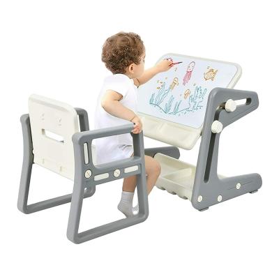 China ABST Plastic Multifunctional Cheap Desk With Chair Kids A3 Magnetic Drawing Board Educational Toys for sale