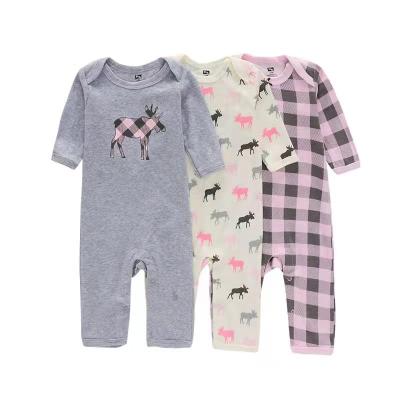 China Hot Selling Cotton Baby Clothes 3pcs Cute Animal Print Newborn Bundle Long Rompers For Baby for sale