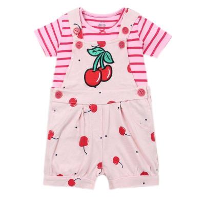 China Fashion Breathable Summer Baby Clothes Fancy Printed Overall Cute Animal Embroidered Baby Kids Clothing Sets Set for sale