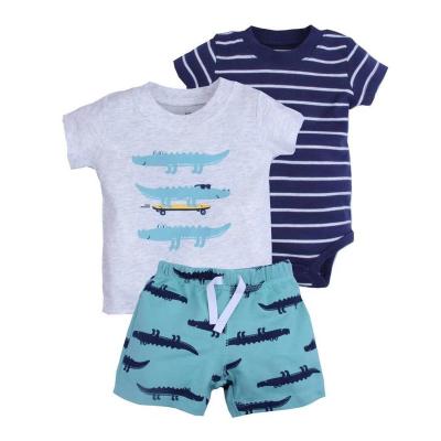 China New Arrivals Breathable Fashion 3 Piece Baby Clothing Set 100% Cotton Cartoon Baby Boy Novelty Clothes for sale